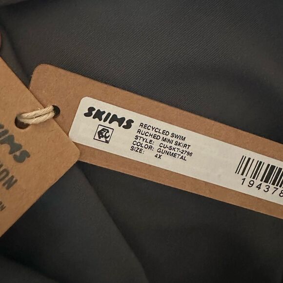 NWT SKIMS Recycled Swim Ruched Front Mini Micro Swim Bottom In Gunmetal Gray - Picture 7 of 8